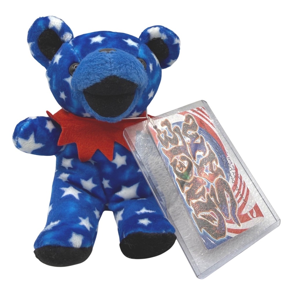 Liquid Blue VTG Grateful Dead Uncle Sam Bean Bear Blue Star Patriotic Plush OS